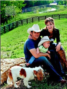 Brad Paisley's family with their Cavalier King Charles Spaniel