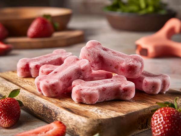 Frozen Dog Treats With Strawberries and Yogurt